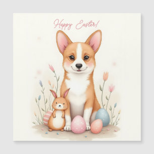 Carte de Pâques avec chien de corgi dans les coule