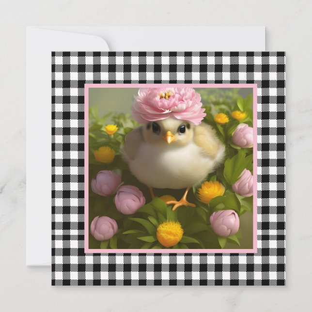 Carte de Pâques avec des poussins mignons et des f (Devant)