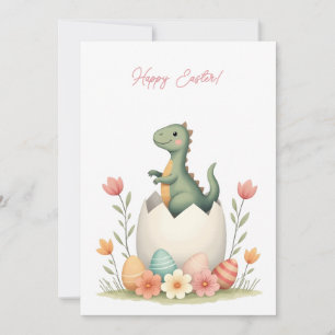 Carte de Pâques avec dinosaure aux couleurs pastel