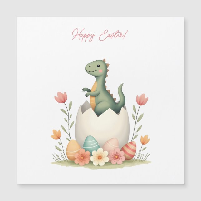 Carte de Pâques avec dinosaure aux couleurs pastel (Devant)