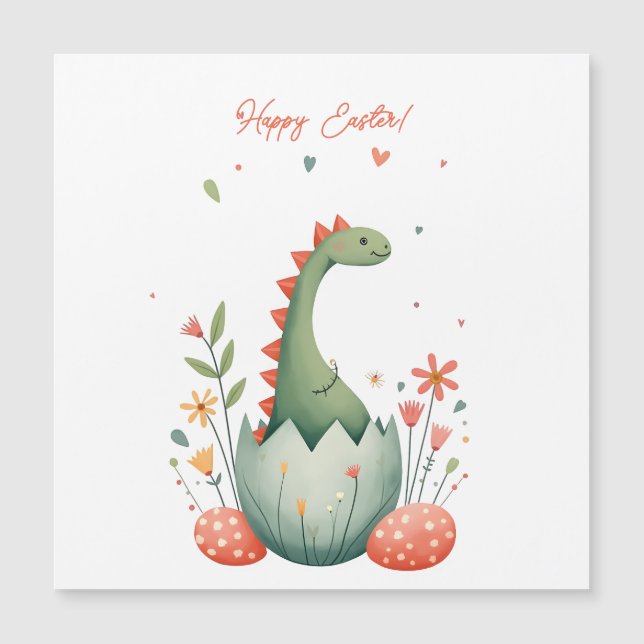 Carte de Pâques avec dinosaure aux couleurs pastel (Devant)