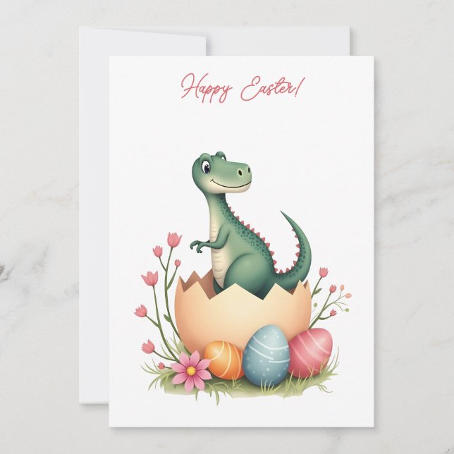 Carte de Pâques avec dinosaure aux couleurs pastel (Devant)
