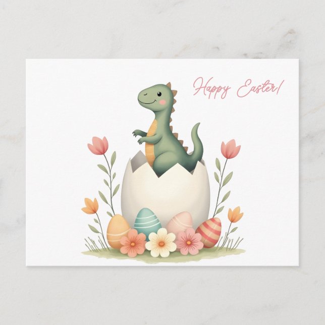 Carte de Pâques avec dinosaure aux couleurs pastel (Devant)
