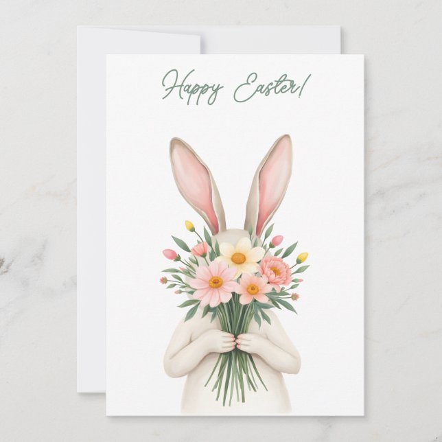 Carte de Pâques avec lapin aux couleurs pastel (Devant)
