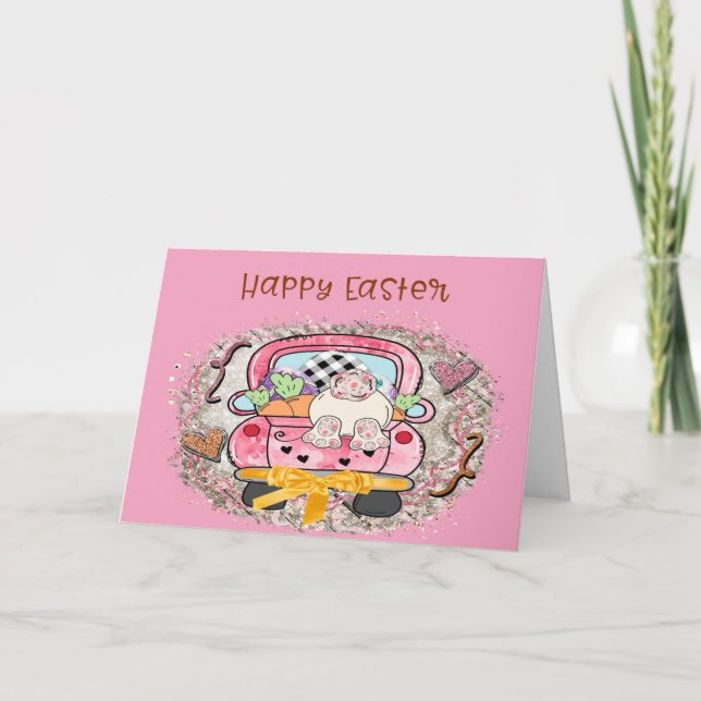 Carte de Pâques avec Lapin Drôle (Devant)
