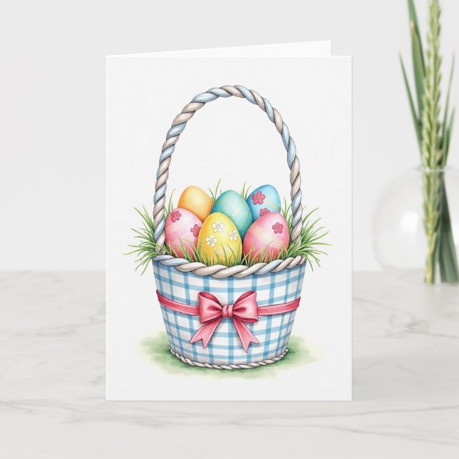 Carte de Pâques avec panier de printemps (Devant)