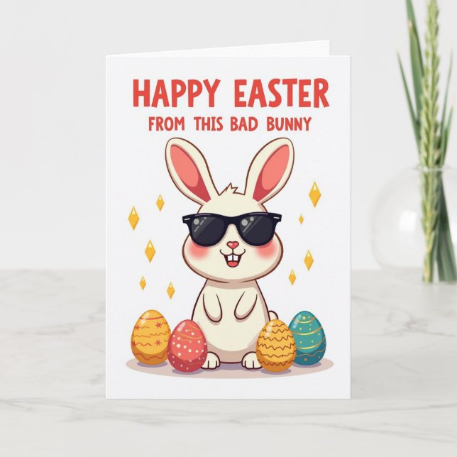 Carte de Pâques avec un oeuf de Pâques de lapin sy (Devant)