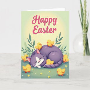 Carte de Pâques avec un petit chaton de printemps