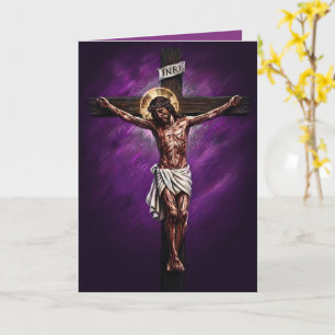 Carte de Pâques bénie Jésus Crucifié Violet