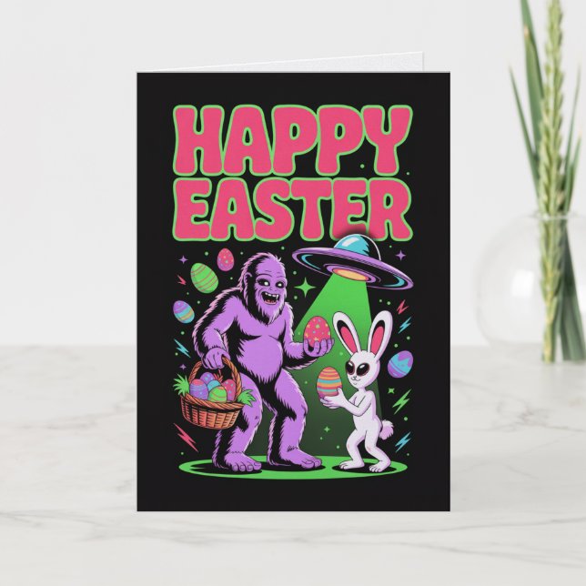 Carte de Pâques Bigfoot Alien (Devant)