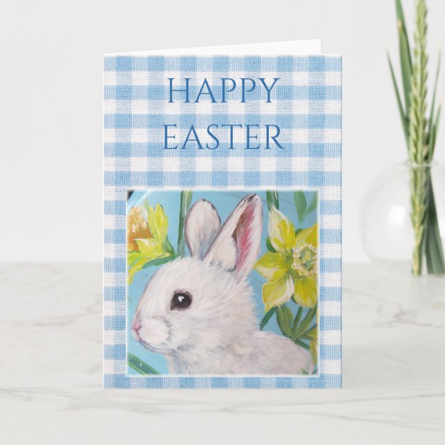 Carte de Pâques blanche lapin vierge (Devant)