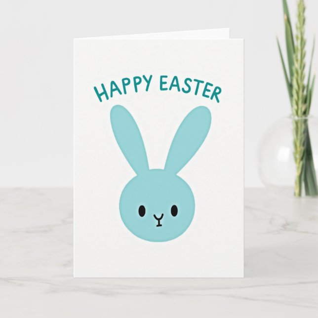 Carte de Pâques Blue Bunny Happy Easter (Devant)