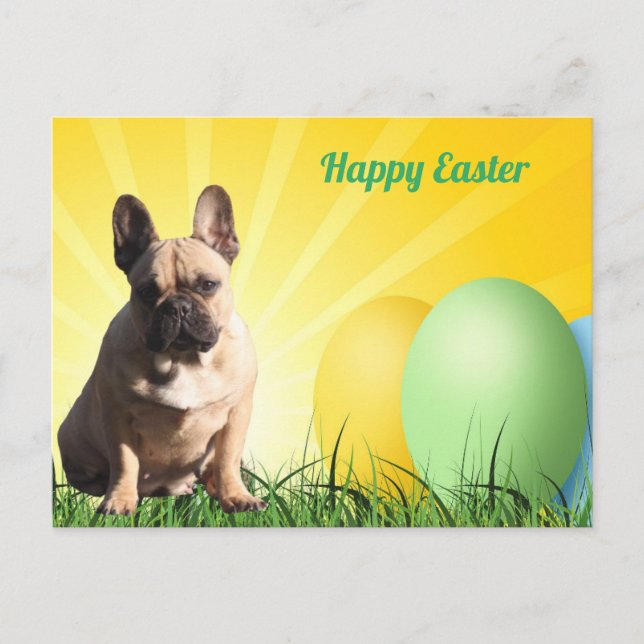 Carte de Pâques bouledogue français carte postale (Devant)
