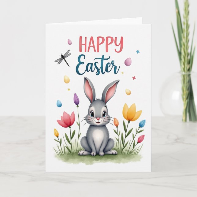 Carte de Pâques Bunny Blooms (Devant)