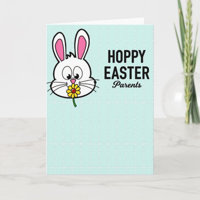 Carte de Pâques Bunny Hoppy pour les parents (Devant)