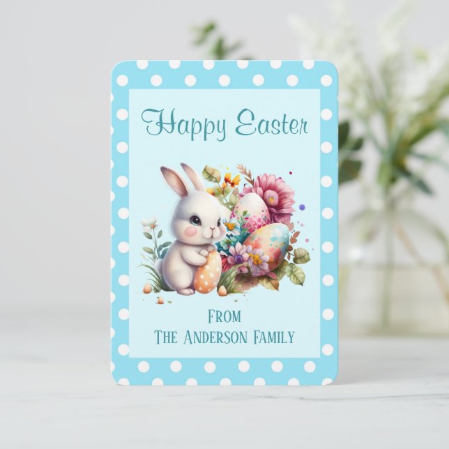 Carte de Pâques Bunny Polka (Debout devant)