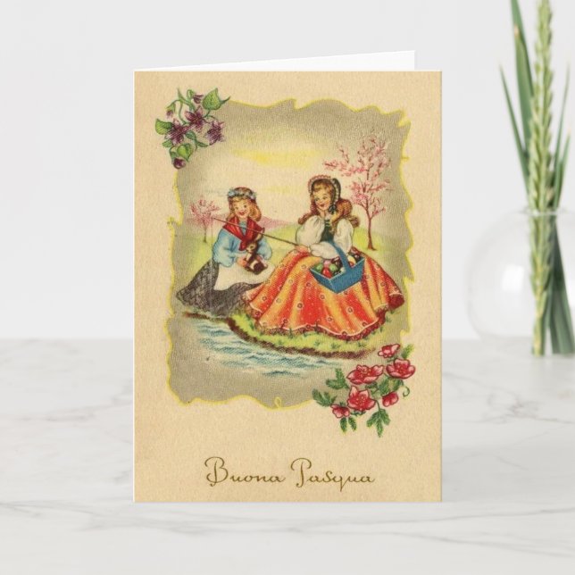 Carte de Pâques Buona Pasqua vintage (Devant)