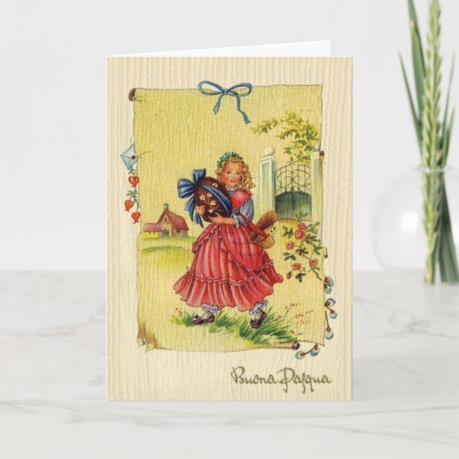 Carte de Pâques Buona Pasqua vintage (Devant)