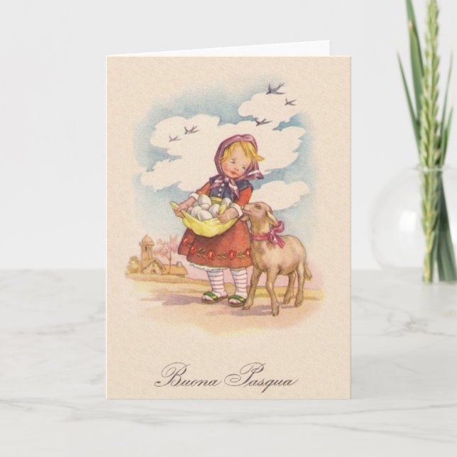Carte de Pâques Buona Pasqua vintage (Devant)