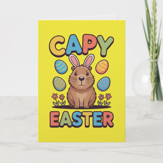 Carte de Pâques Capybara Oreille de Lapin de Capyb (Devant)