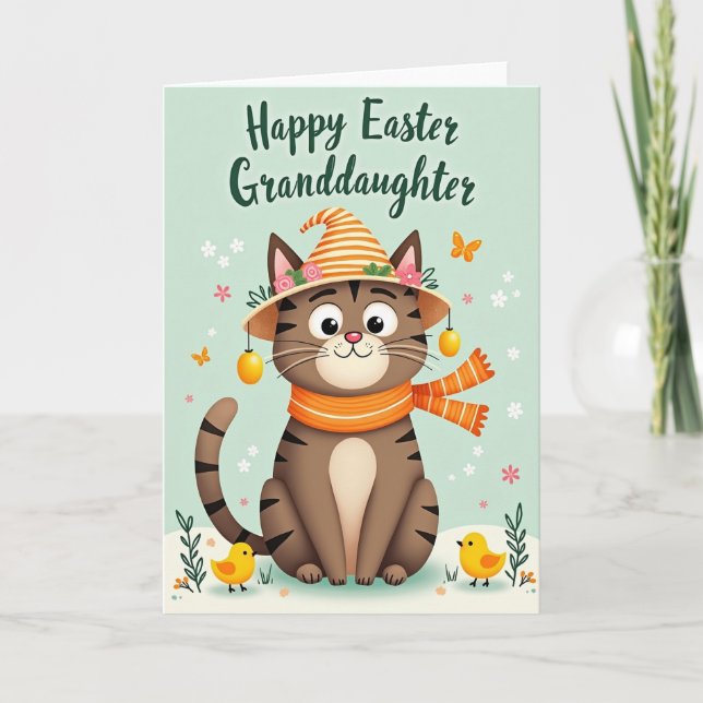Carte de Pâques Chat en Or Faux (Devant)