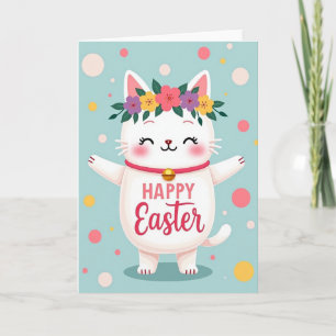Carte de Pâques Chat Floral