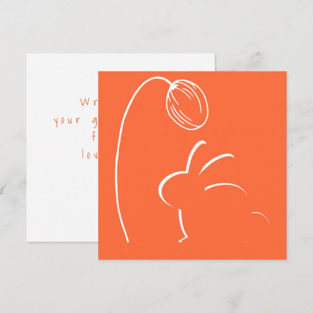 Carte de Pâques Classique Orange Blanc Bunny (Devant / Derrière)