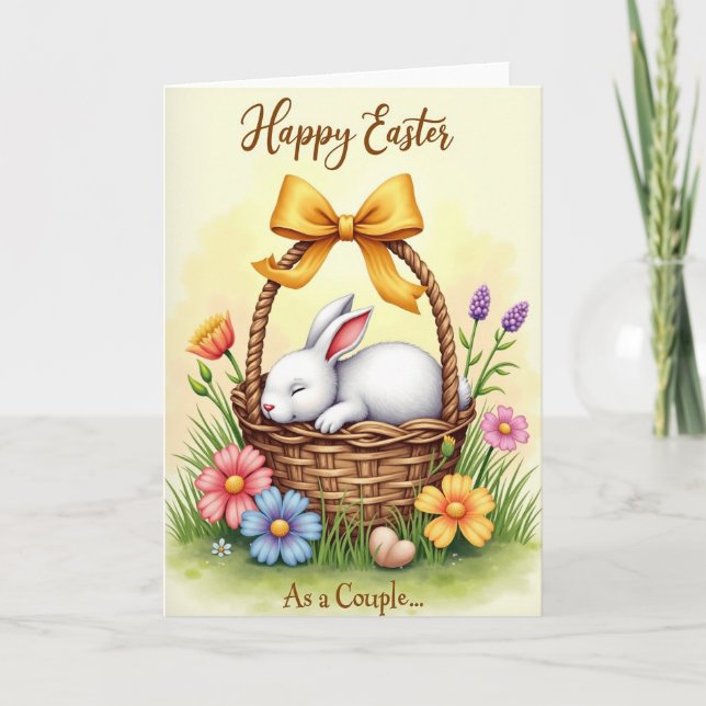Carte de Pâques Couple de Lapins de Printemps (Devant)