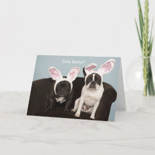 Carte de Pâques de bouledogue français !