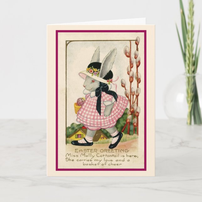Carte de Pâques de fille lapin (Devant)