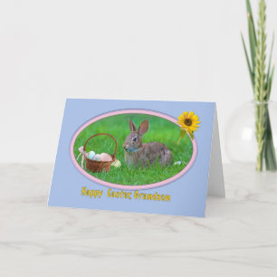 Carte de Pâques de Grandson avec lapin et oeufs
