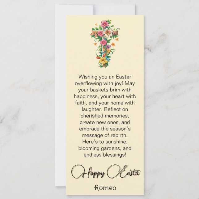 Carte de Pâques de la Croix Florale de Bouquet (Devant)