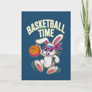 Carte de Pâques de Lapin de Temps de Basket-ball