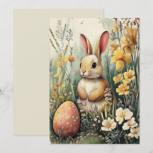 Carte de Pâques de lapin illustrée mignonne