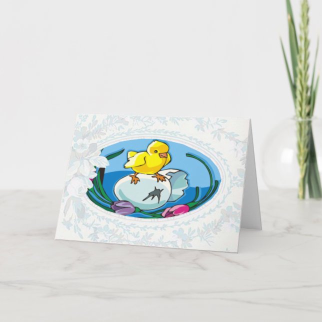 Carte de Pâques de poulet nouveau-né (Devant)
