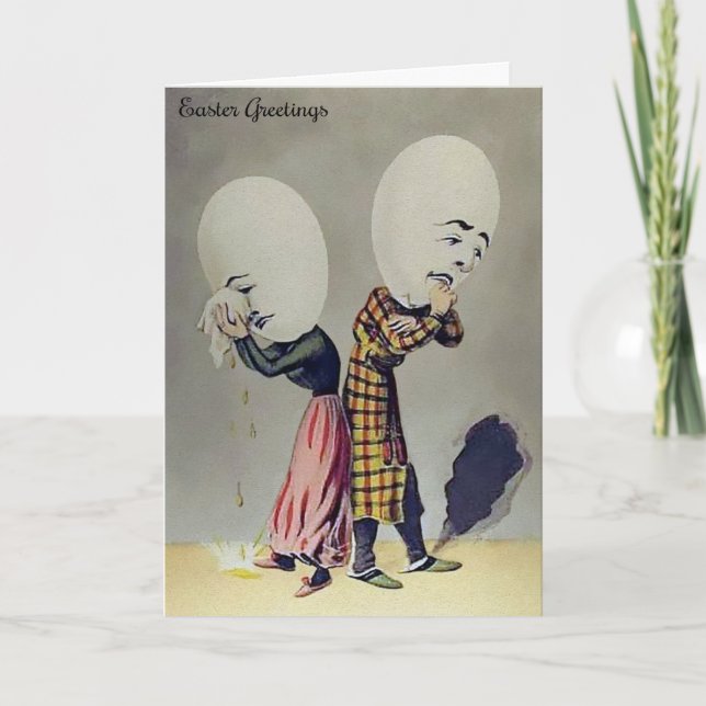 Carte de Pâques de tête d'oeuf vintage (Devant)