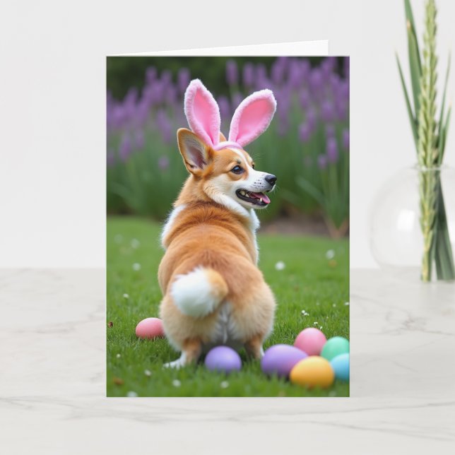 Carte de Pâques drôle avec un chien mignon (Devant)