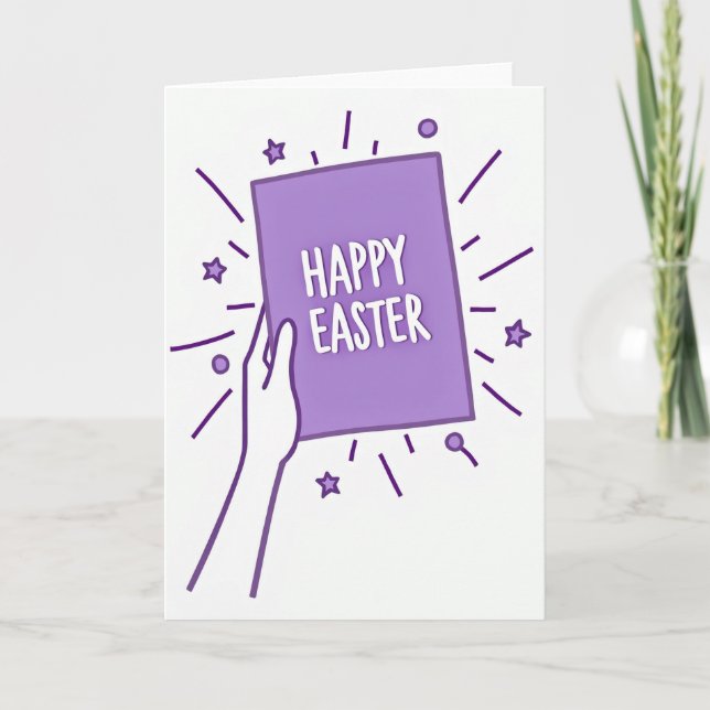 Carte de Pâques étoile violette joyeuse (Devant)