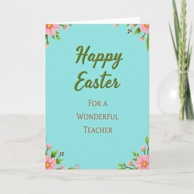 Carte de Pâques Faux Green pour Enseignant Heureux (Devant)