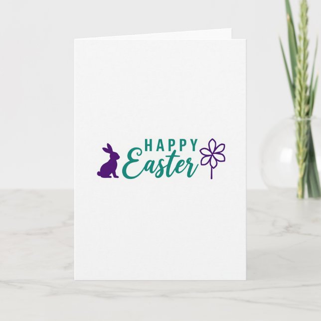 Carte de Pâques Fleur Lapin Joyeuse (Devant)