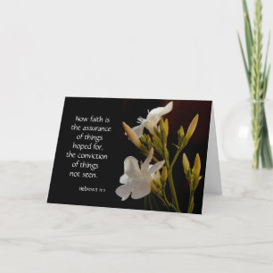 Carte de Pâques, Fleurs blanches, verset biblique 