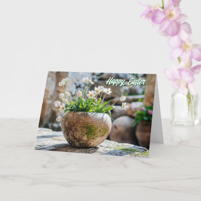 Carte de Pâques Fleurs de printemps blanches (Orchidée)