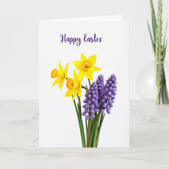Carte de Pâques Fleurs Heureuses (Devant)