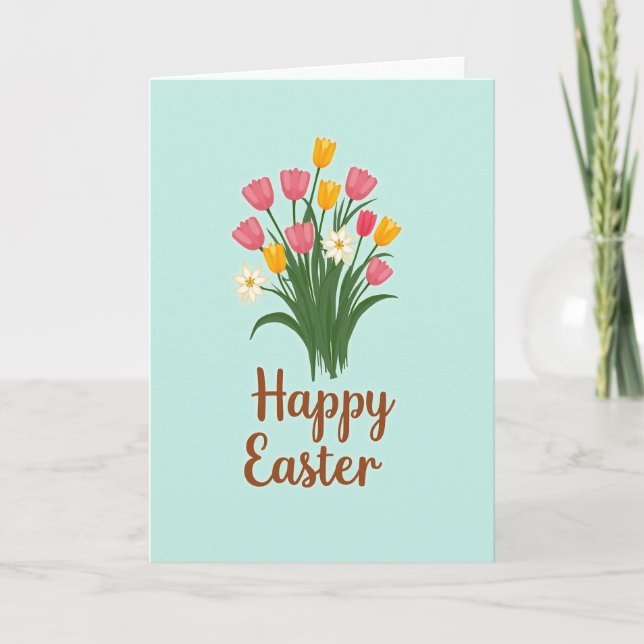 Carte de Pâques Fleurs Heureuses de Printemps (Devant)