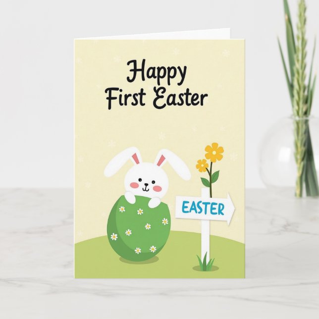 Carte de Pâques florale lapin (Devant)