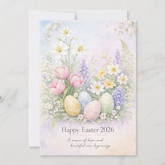 Carte de Pâques florale pastel printemps botanique