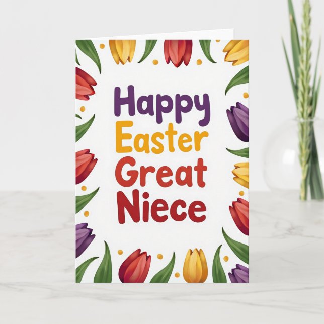 Carte de Pâques florale pour arrière-nièce (Devant)