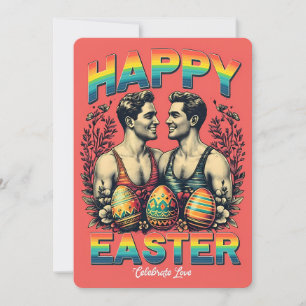 Carte de Pâques Gay Couple d'inspiration vintage