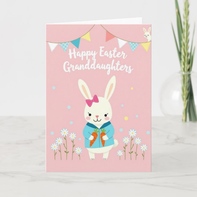 Carte de Pâques Guirlande Triangle Lapin (Devant)