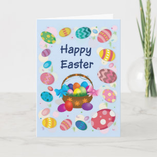Carte de Pâques heureuse - Panier avec oeufs de Pâ
